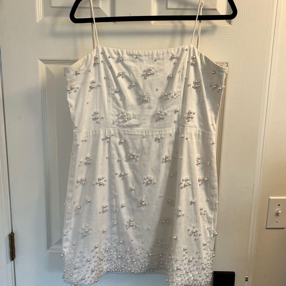 White Pearl Spaghetti Strap Dress